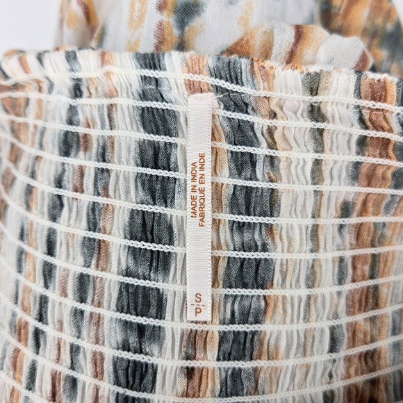 Free People Jumpsuit Womens Small Smocked Strapless Ruffled Wide Leg Hipster - Picture 3 of 15